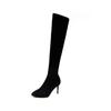 Women's Black Stiletto Over-the-Knee Boots with Velvet, 2025 Autumn/Winter Korean Style