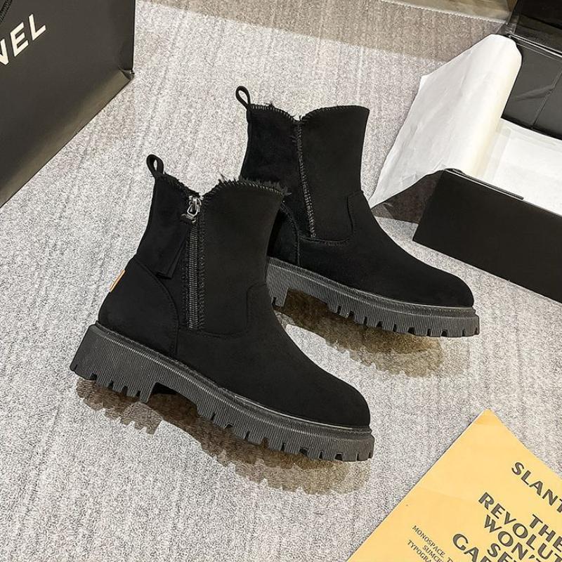 European and American Minimalist Snow Boots 2024 New Plush Insulation Casual Thick Sole Cotton Boots Side Zipper Zapatos Mujer