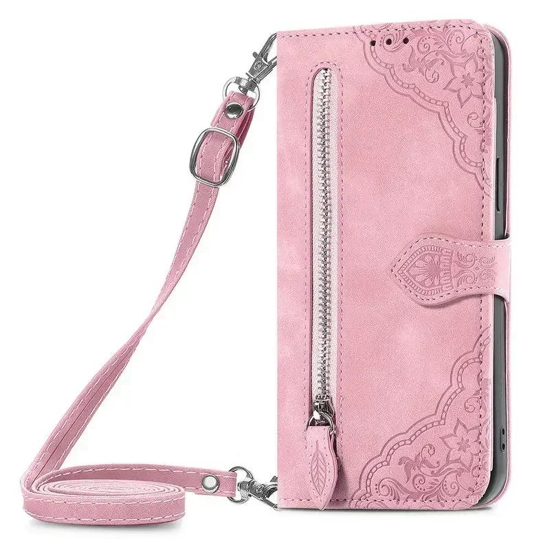 Étui de luxe Honor Magic 8 7 6 Pro 6 Lite 5G Bandoulière Fermeture Éclair Cuir Funda Honor Magic7 Pro 8 Lite Magic6 Pro Portefeuille Housse Livre