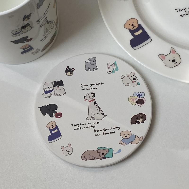 Original Atmosphere Niche Bone China Children'S Fun Puppy Ceramic Cup Shallow Plate Set Coffee Cup Gift Box