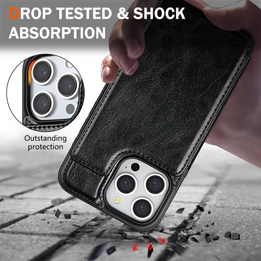 Wallet RFID Blocking Layer Protect Anti-Theft Magnetic Leather Cover For For Iphone 17 Pro Max 17e Air 16e 16 1 Plus 14 13 12 11 XR