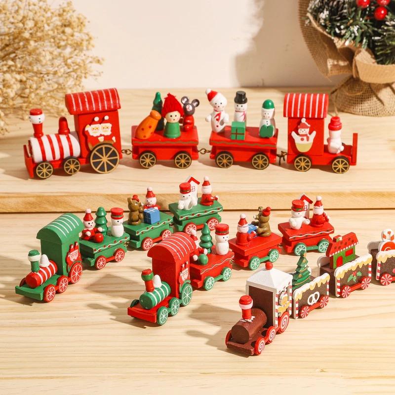 Wooden Train Christmas Ornament - Home Table Decoration, Ideal for Xmas Gifts & Holiday Decor (Noel/Natal/Navidad)