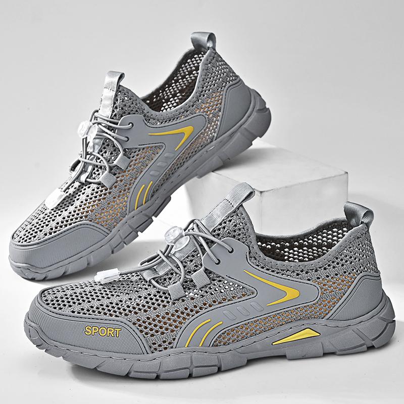 Summer Men Casual Shoes Mesh Genuine Leather Outdoor Sneakers Cow Leather Loafers Breathable Oxford Men Leisure Shoes