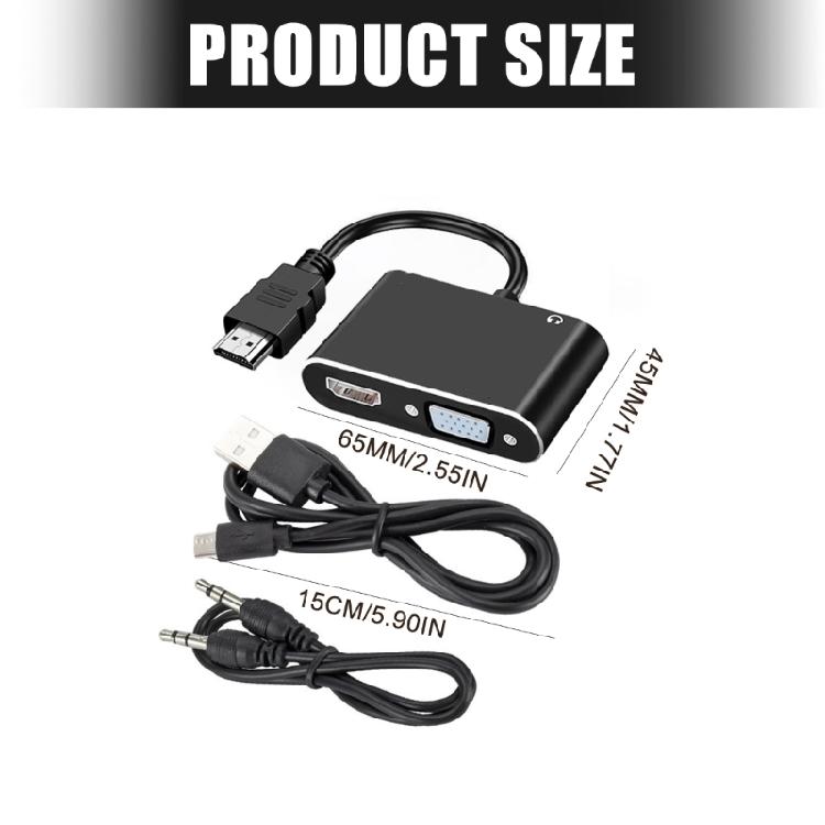 Portable VGA Adapter Converter for High Definition 3.5mm Video Audios Port 1080P Plug and Play Design