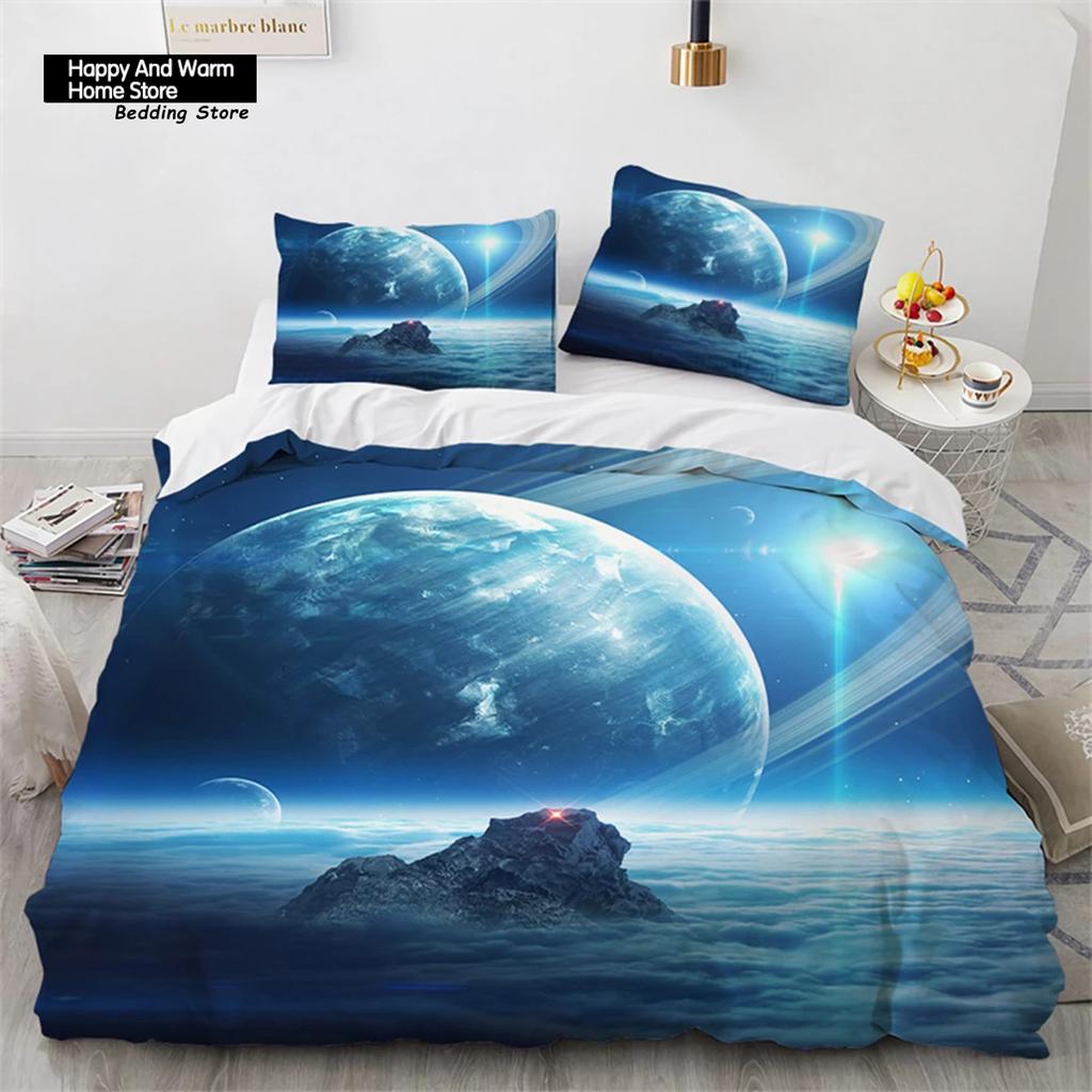 Galaxy Duvet Cover Twin King Size For Teens Boys Starry Sky Bedding Set Microfiber Outer Space Theme Decor Comforter Cover