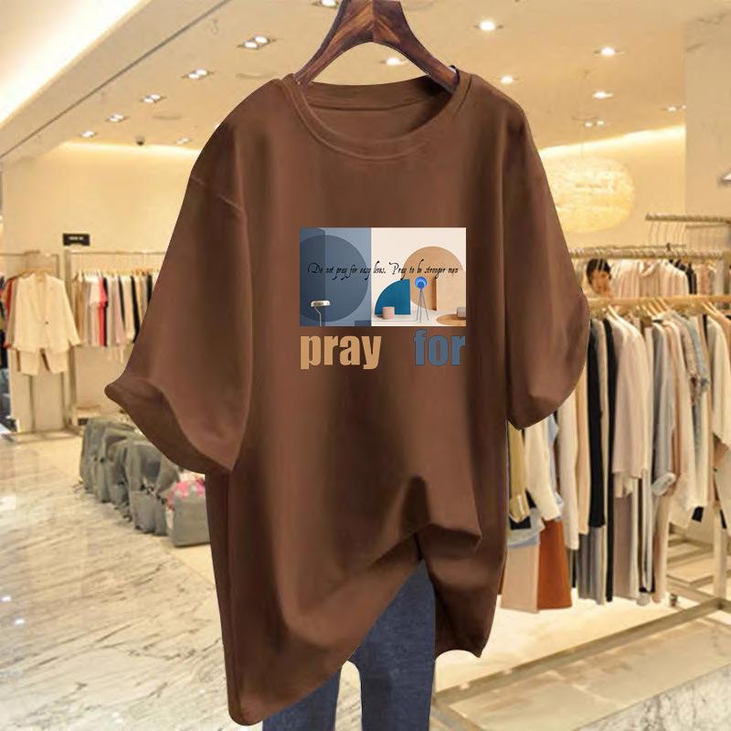 

Pure cotton short-sleeved t-shirt women s 2025 new summer medium and long loose inner bottoming shirt thin simple top XXXL