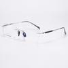 Frameless Sandalwood Titanium Glasses with Flat Lenses, Myopia-Compatible, W0006