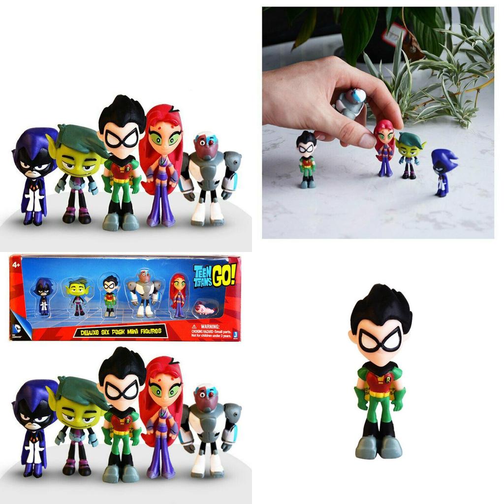 Colorful Teen Titans Go Miniature Set With Robin Raven Beast Boy Starfire Characters