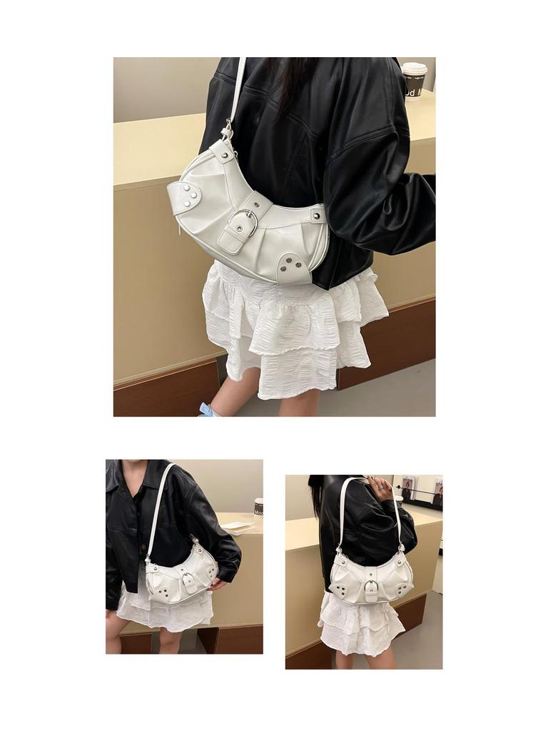 2026 Koreanischer Stil Damen Umhängetasche aus weichem Leder Motorradtasche