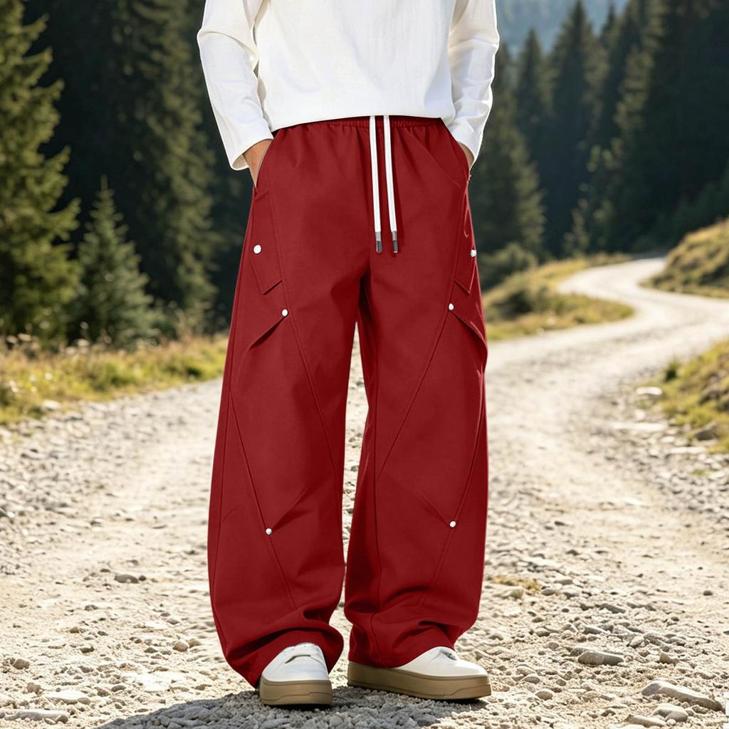 Herren Frühlings Herbst Locker Geschnittene Cargohosen mit Mehreren Taschen Gerades Bein Streetwear