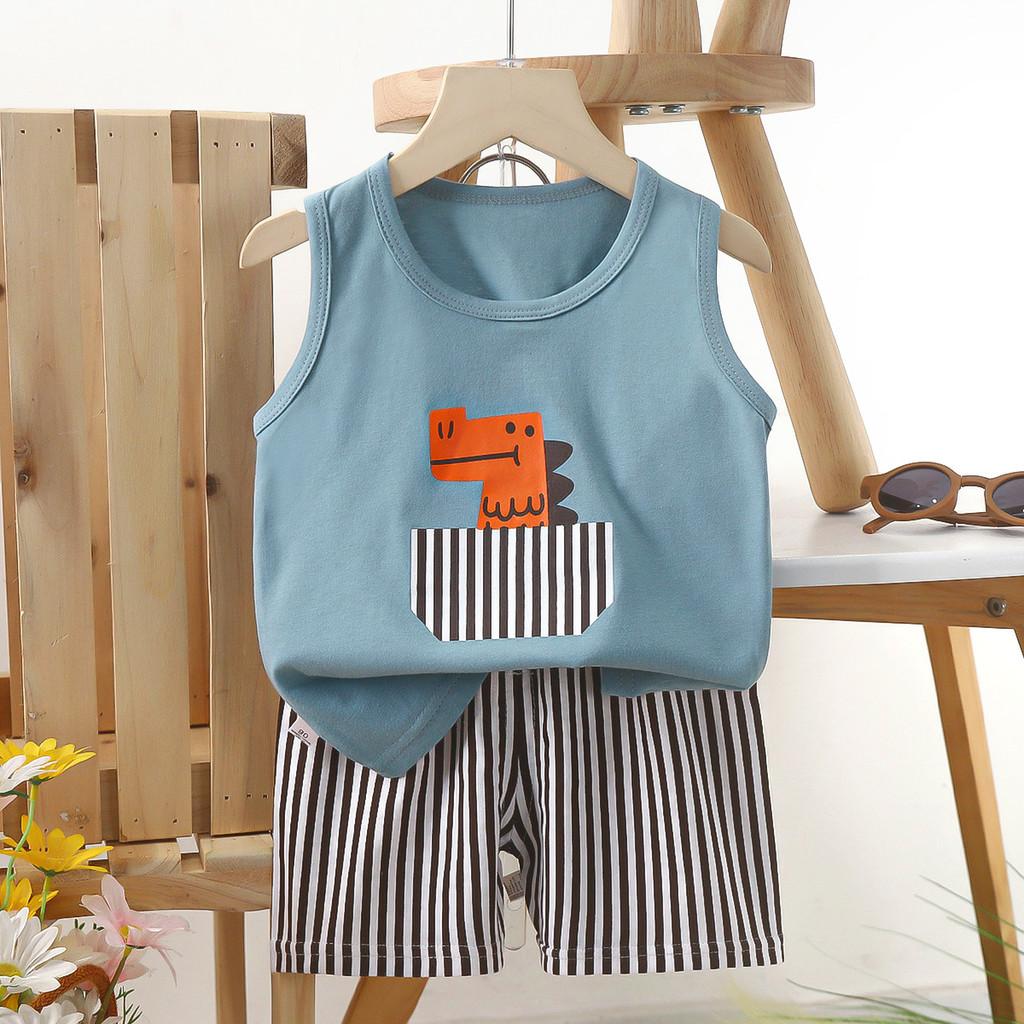 Childrens Cotton Vest Set With Animal Cartoon Prints For Summer Playwear