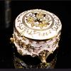 Scatola Portagioie Rotonda Vintage in Metallo Scatola Portagioielli Scatola Portaoggetti per Anello Orecchino Collana