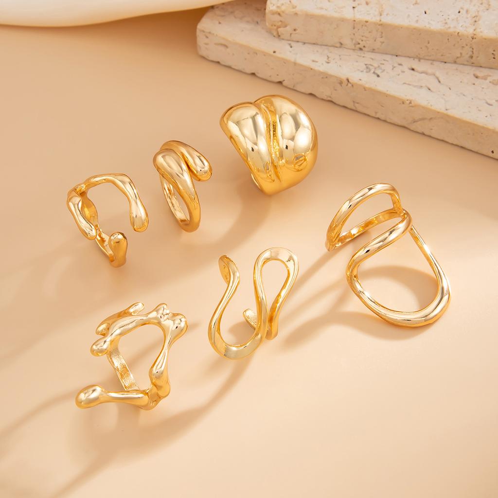 DIEZI 6pcs/set Vintage Gold Silver Color Metal Rings For Women Men Fashion Punk Hollow Out Geometric Knuckle Joint Ring Set