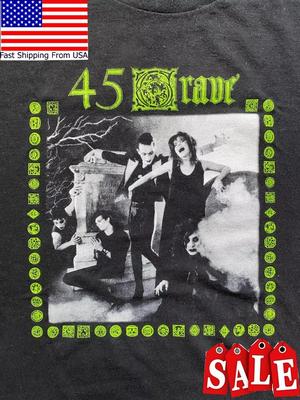 Rare 45 Grave Black Unisex Short Sleeve Cotton TShirt Size S 2345XL