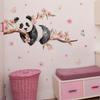 Cute Panda on Peach Tree with Butterfly and Peach Blossoms Wall Stickers, Self-Adhesive Decor for Kids Room Bedroom Dorm Room Decoration