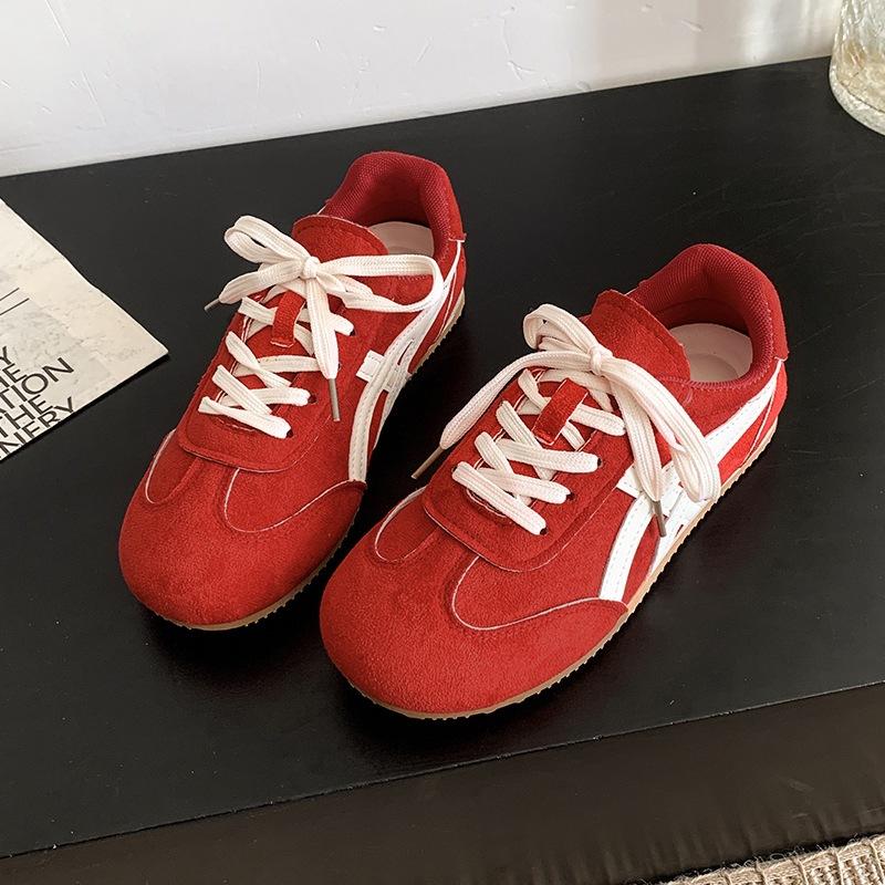 Retro Flat-bottomed German Training Shoes Women's Summer 2025 New Soft-soled Versatile Single Shoes Angola Red Sports Running Casual Shoes