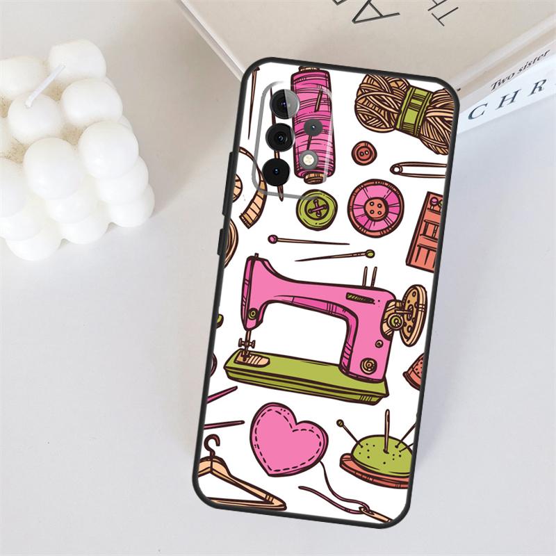 sewing machine tailor pattern For Samsung Galaxy A53 A33 A55 A35 A15 A22 A32 A52 A54 A34 A14 A56 A36 A26 A16 A05 A06 Case