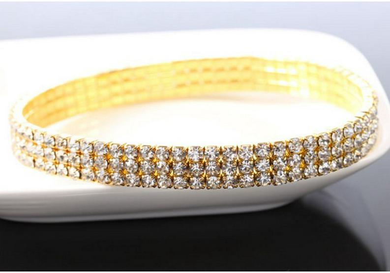 European & American Fashion Crystal Rhinestone Claw Chain Multi-layer Elastic Anklet Bracelet