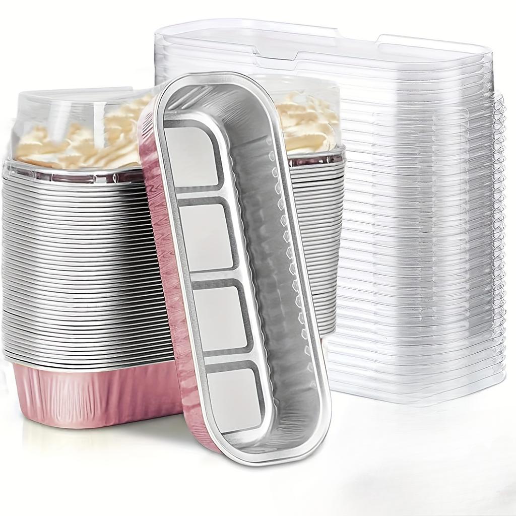 30 Pack Mini Loaf Baking Pans with Lids (6.8oz) Rectangle Aluminum Foil Baking Box Cake Pan Bread Mold baking tray bakeware