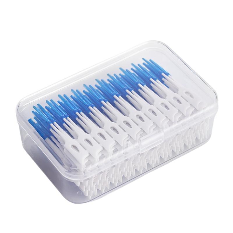 200 Pcs/Box Silicone Interdental Brushes Super Soft Dental Floss Toothpick Brush Between Teeth With Thread Oral Cleaning Tools