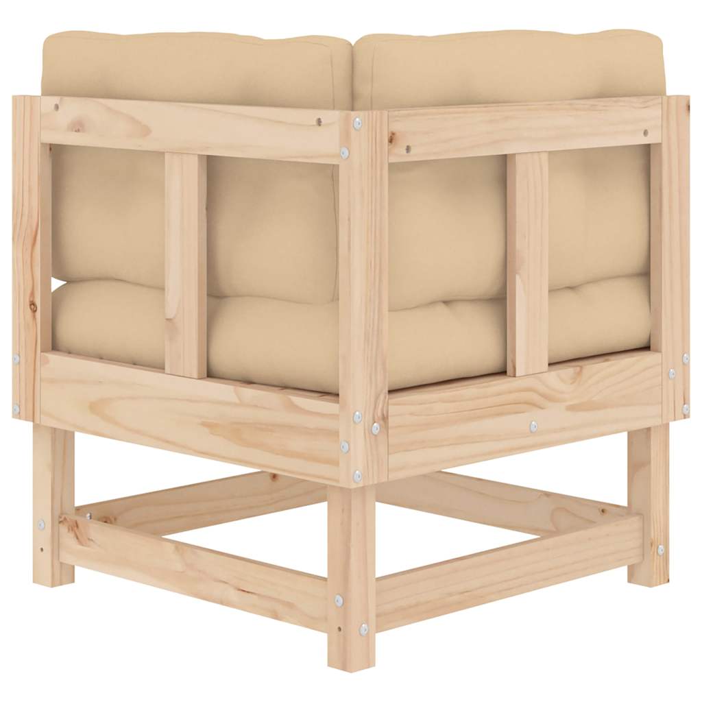 Corner Sofa with Cushions 2 pcs Solid Pine Wood