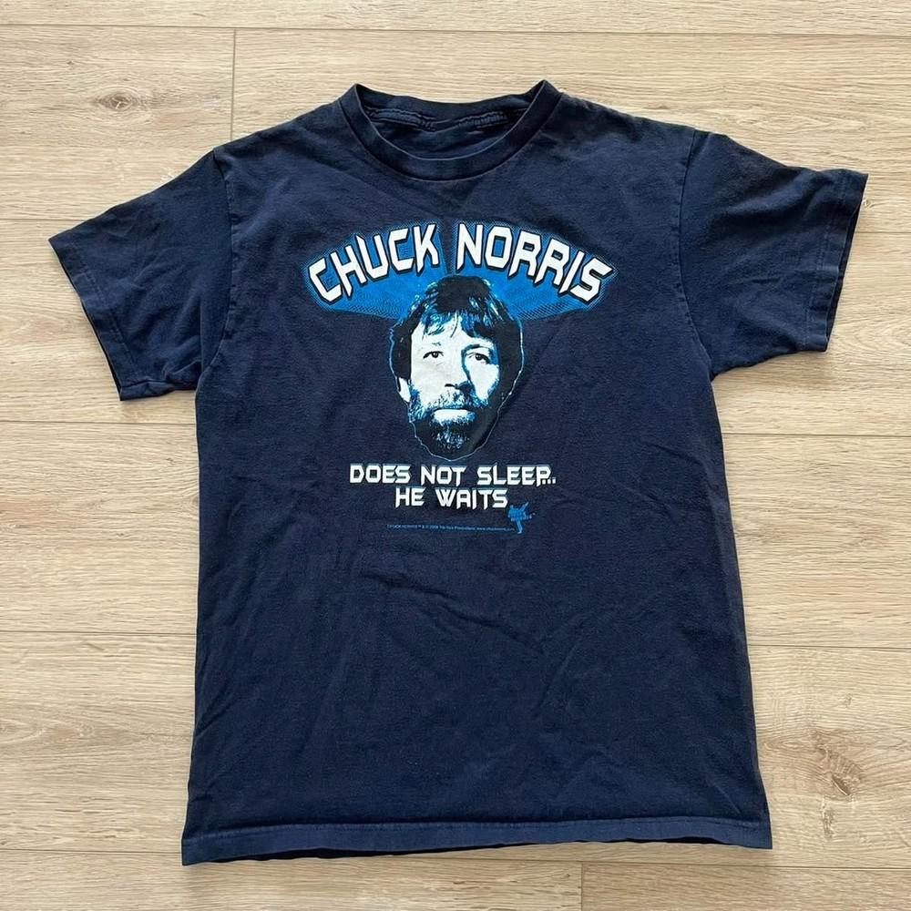 

Navy Chuck Norris Does Not Sleep He Waits tee #90s PNA_366 Unisex T-Shirt S