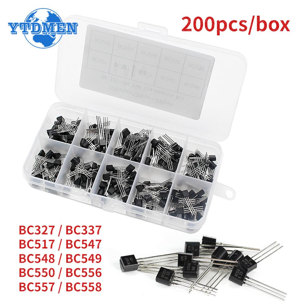 200 Stück TO-92 Transistor-Kit NPN PNP BC327 BC337 BC517 BC547 BC548 BC549 BC550 BC556 BC557 BC558 TO92 Leistungstransistoren