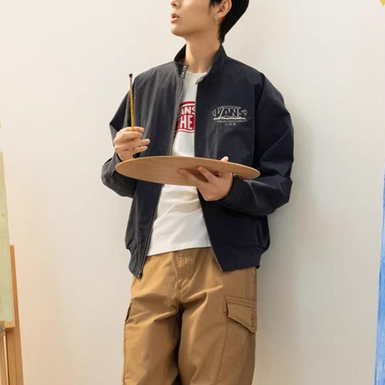 Vans Minimalist Fashion Versatile Trendy Jacket Men Jacket Dark-Blue VN000NETJDU