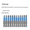 Blue Leather Case 12-Piece Cross-Head Anti-Slip Bit Set, S2 Material, 50mm Screwdriver Blades
