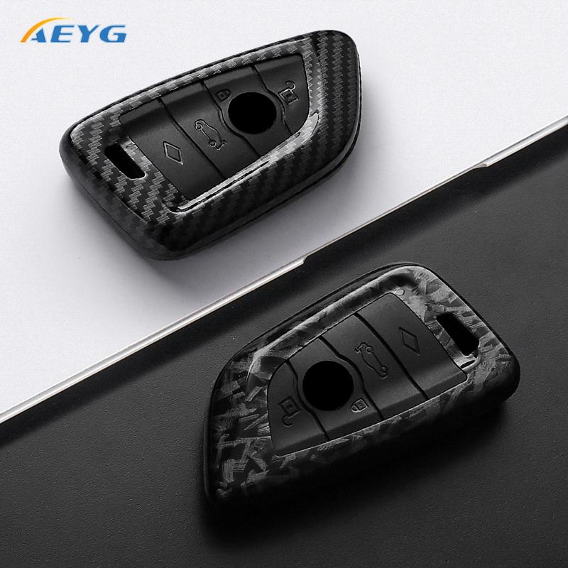 Abs Carbon Fiber Car Key Case Cover For Bmw X1 X3 X5 X6 X7 1 3 5 6 7 Series G20 G30 G11 F15 F16 G01 G02 F48 Keychain Accessories