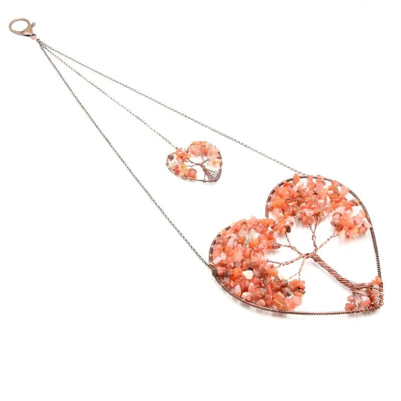 Dreamcatcher Double Heart Tree of Life Hanging Ornament Chakra Feng Shui Gemstones Spiritual Meditation Garden Home Decoration