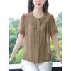 And Linen Shirt Women's Summer Wear 2025 New Arrival Ladieswear Loose Western Style Figure Flattering Short Sleeve Top Small Shirt Plus Size Shirt