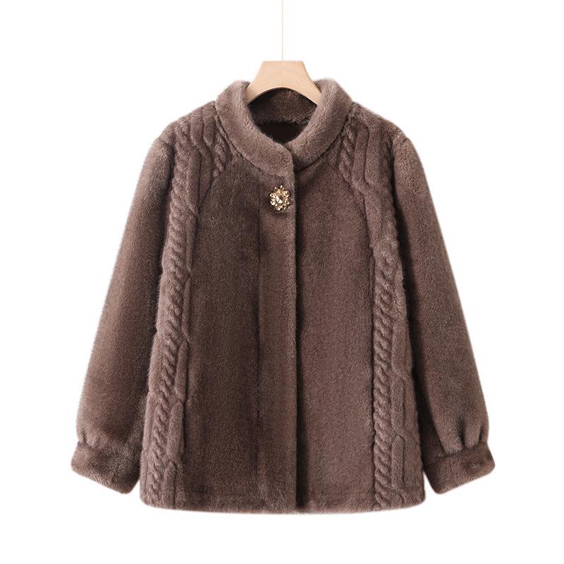 Elegant Mink Velvet Autumn/Winter Coat for Middle-Aged and Elderly Women