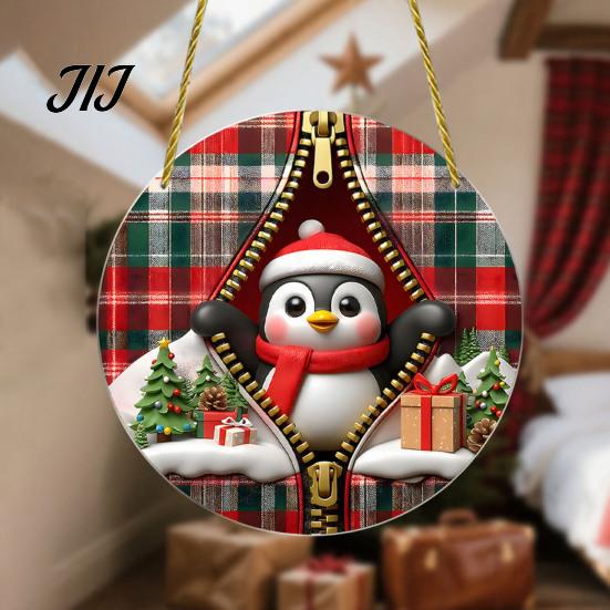 Christmas Tree Hanging Ornaments Double-sided Acrylic Ornaments, Xmas Cartoon Snowman/Penguin/Gingerbread Man/Santa Claus Double Sided Decorations