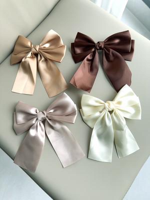 4 lazos accesorios para el cabello cinta corta pinza para el cabello de satén para mujer clase alta dulce minoría princesa escapada clip superior