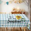 Sunflower Checkered Pattern Rectangle Table Cloth for Table Decor Holiday Party Waterproof Reusable Tablecloth for Table Wedding