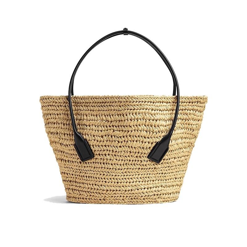 Casual Vacation Large Capacity Woven Straw Tote Bag Women s Spring Summer New Fashion Grass Woven Handbag Versatile Tote Bag чёрный