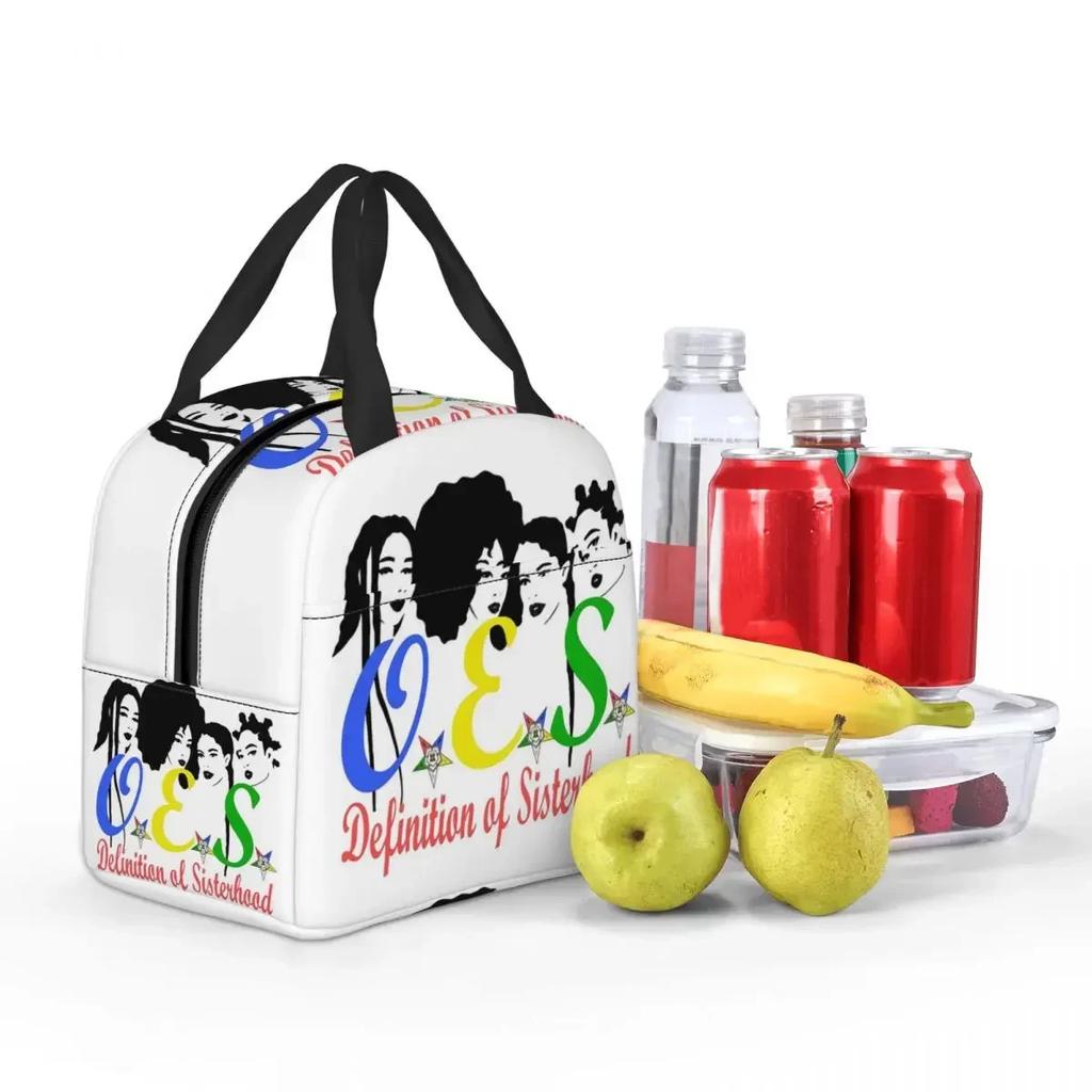 OES Emblem Order Of The Eastern Star Insulated Lunch Bag for Women Kids Leakproof Food Boxes Thermal Lunch Box Tote