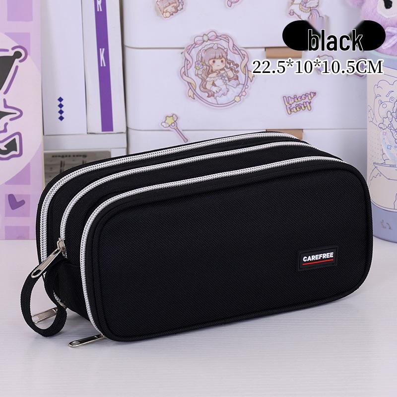 Large Capacity Three-Layer Pencil Case with Color Blocking - Multi-functional Stationery Box for Students