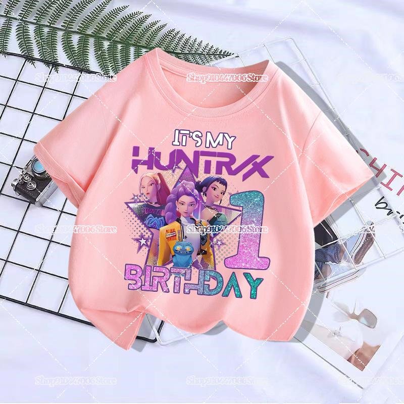 Kpop Demon Hunters Kids T-shirt Kawaii Cotton Birthday Tops Party Wear Girls Tee Summer Short Sleeve Top