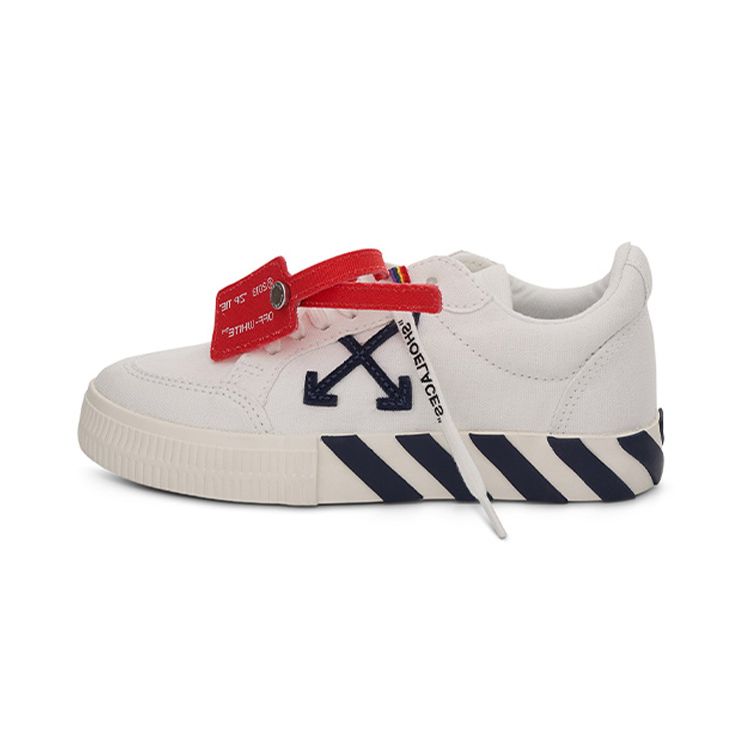 Off-White Cotton Low-Top Lace-Up Fashion Sneakers Kids Sneakers White Black OBIA003S22FAB0010146