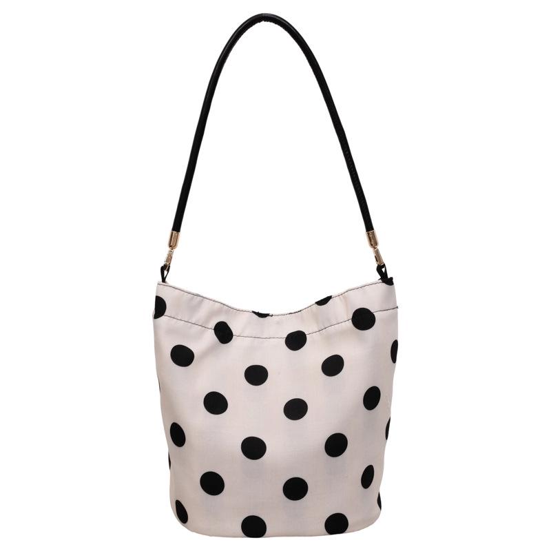 2026 Women's Niche Linen Polka Dot Tote - Versatile, Stylish Single Shoulder Basket Bag