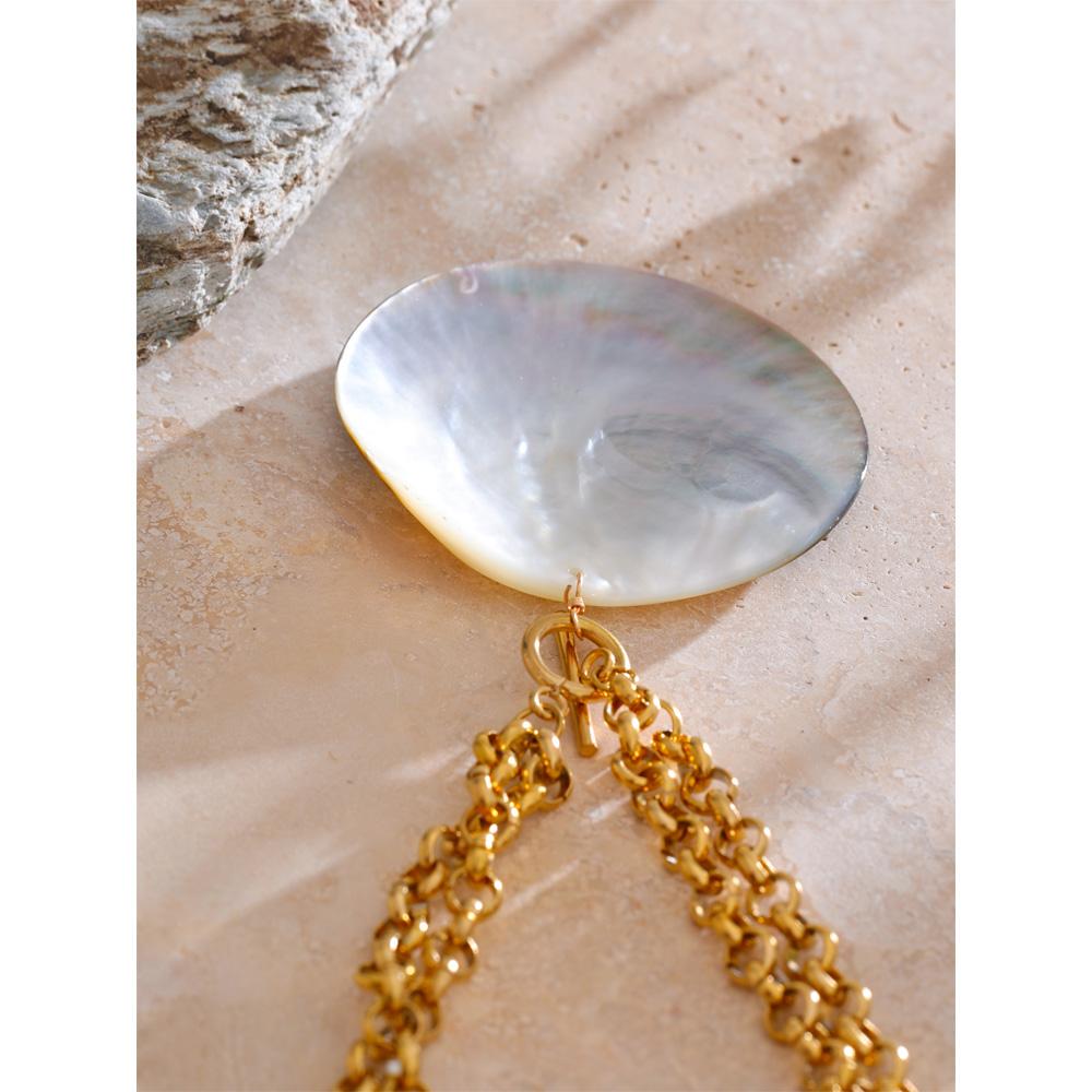 Eetit Summer Big Shell Pendant Necklace Ocean Series Statement Stainless Steel Chain Popular Attractive Jewelry Recommend