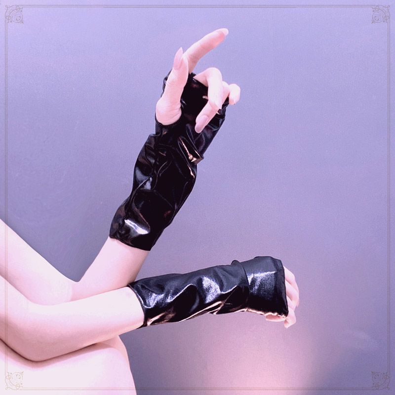 

Cos Punk Young Adult Disco Matte Gloves Lolita Black Matte (S0075)