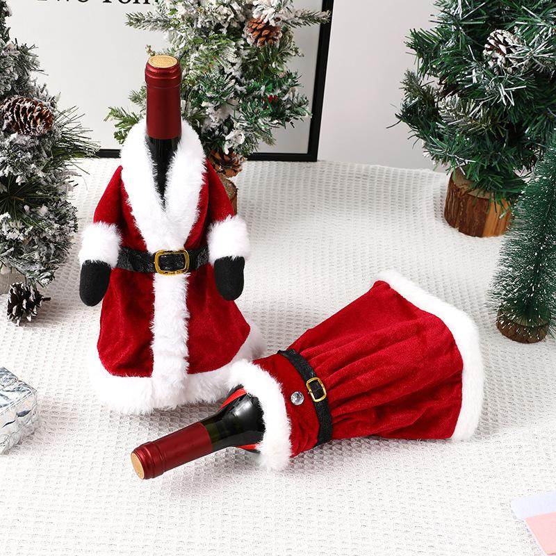 Creative Red Wine Bag Christmas Dress Wine Bottle Cover Christmas Skirt Wine Bottle Decoration Best Gift Packaging Storage Bag