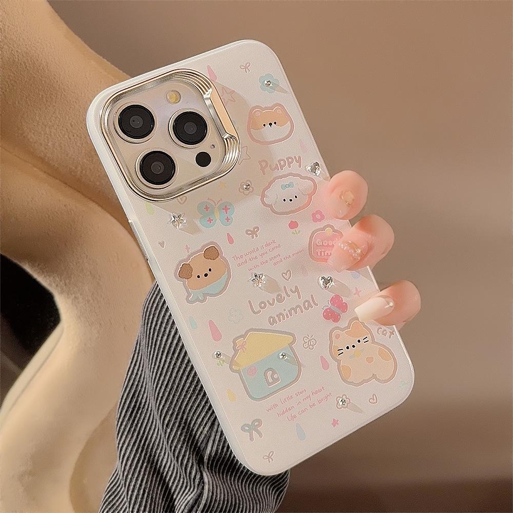 Cartoon Graffiti Dog Cat Phone Case for Phone 11/12/13/14/15