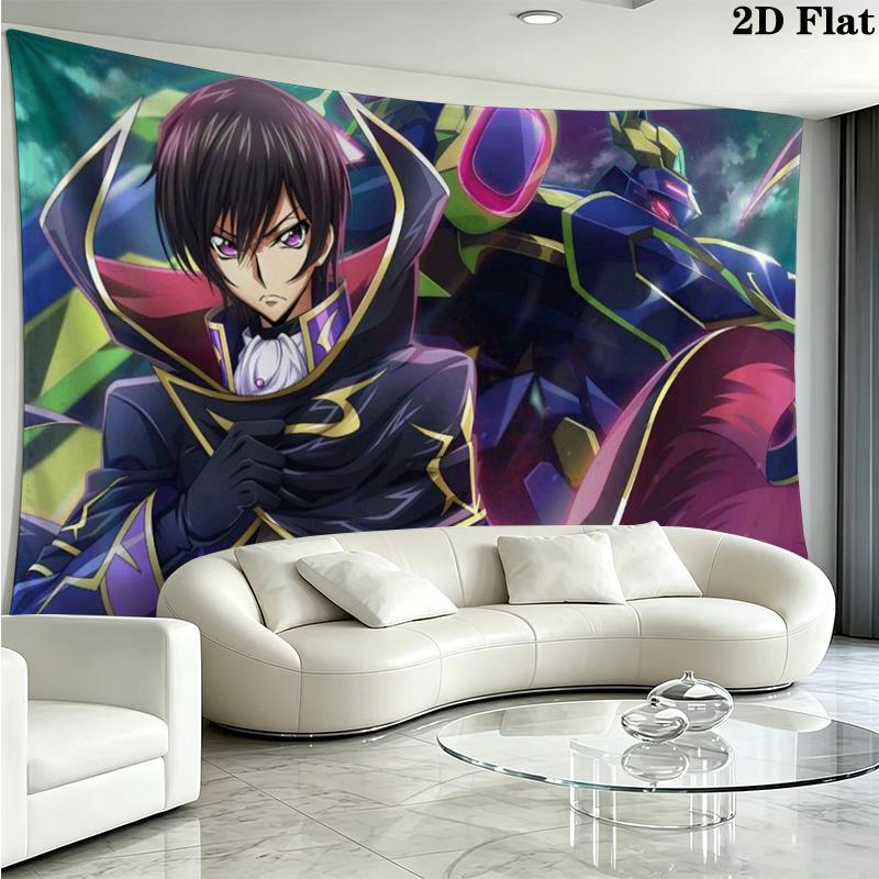 Code Geass Full Characters Group Anime Tapestry, Starry Blue Background Wall Hanging for Anime Fans