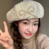 Street Style Pearls Bow Soft Hat Y2K Octagonal Brimless Hat Simple Women Artist Hat  Work