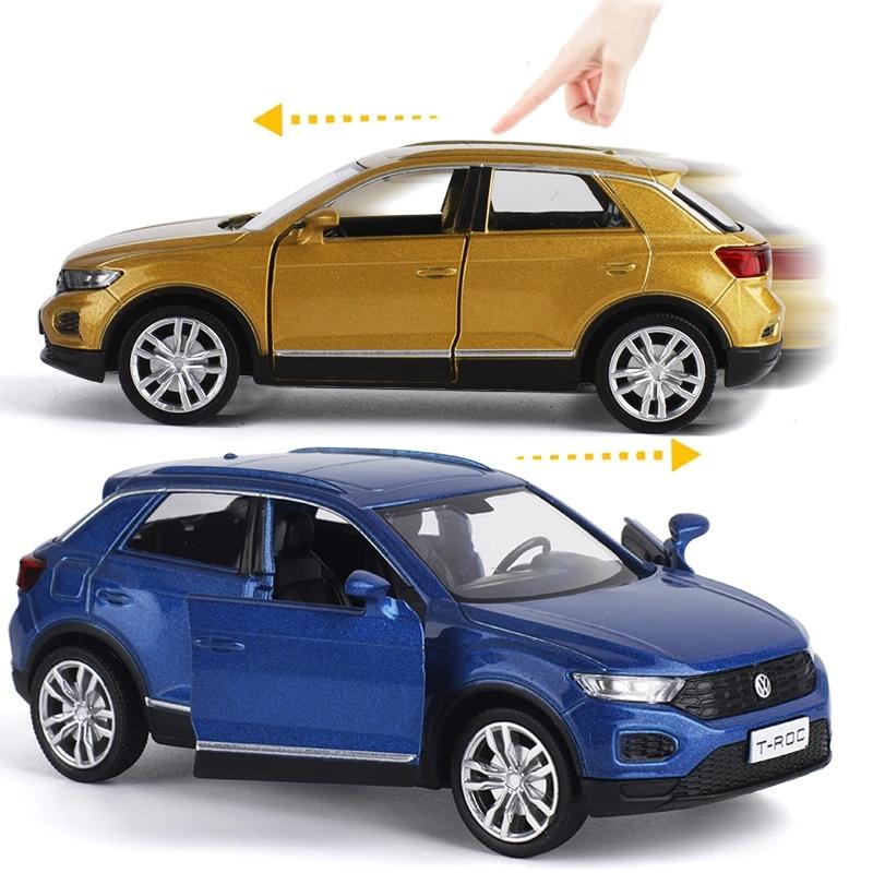 Volkswagen T-ROC SUV Simulation Diecast & Toy Vehicle Pull Back & Doors Open RMZ City 1:36 Alloy Car Model Gifts For Children
