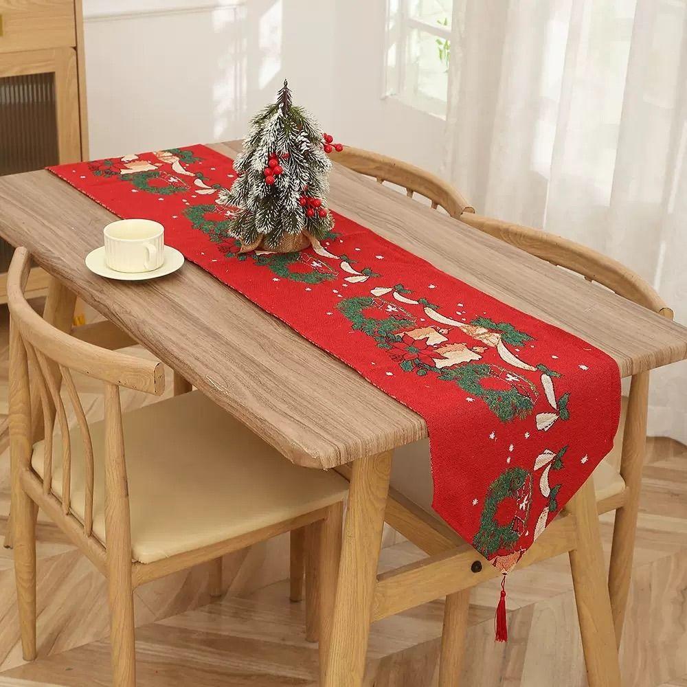 Snowman Printed Christmas Table Runner Long Santa Claus Tablecloth Xmas Desktop Decoration  Event